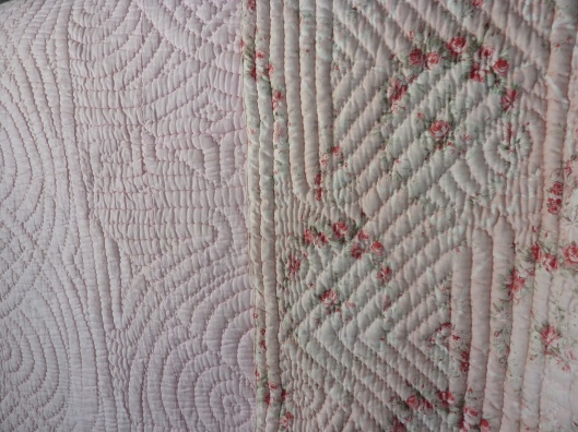 Pretty floral fabric in this whole cloth quilt