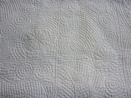 Beautiful Quilting on Wholecloth Welsh quilt