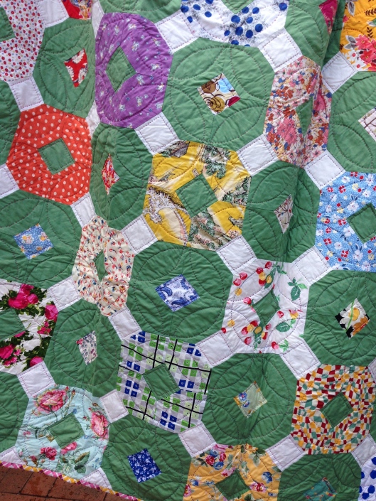 Reproduction Green, pieced with contemporary, vintage and reproduction fabrics. 
